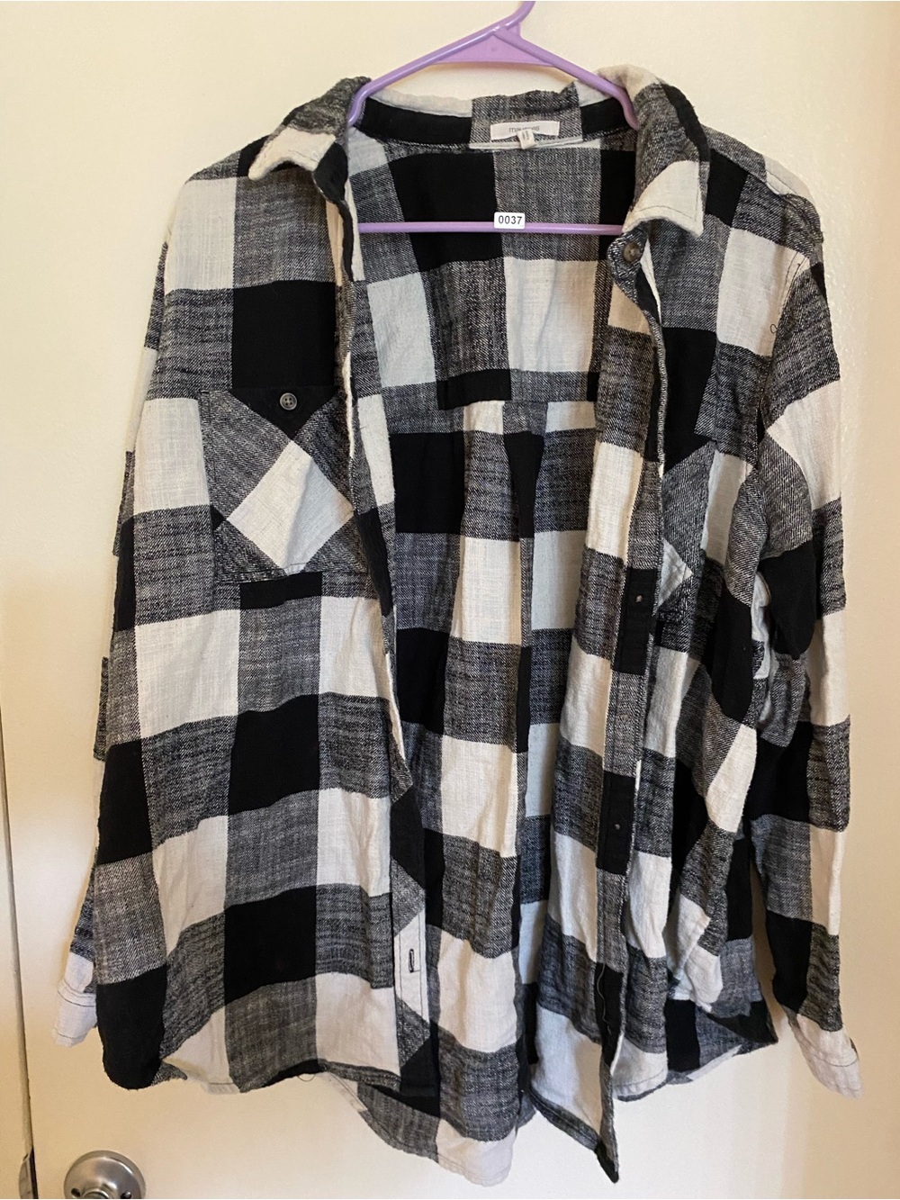 Maurices Black & White Plaid Button-Down Shirt